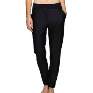 Lululemon Athletica Lulu Dot Size 8 Black Shine Trouser Pants, Shiny Front